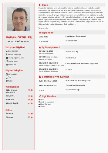 Yazılım Mühendisi Cv Örnekleri cv indir